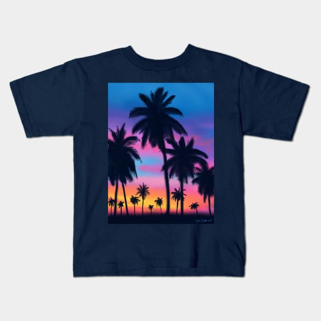 Airbrushed Palm Trees Kids T-Shirt by tooner96